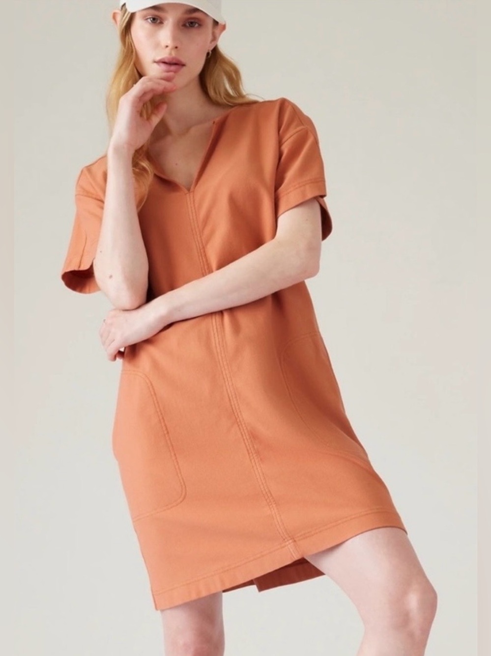Athleta Farallon NWT Relaxed Short-Sleeve Shift Dress in Rust Orange Size M